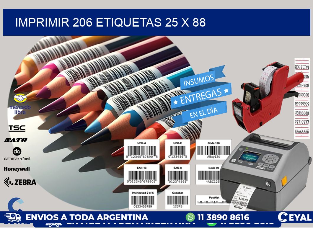 IMPRIMIR 206 ETIQUETAS 25 x 88