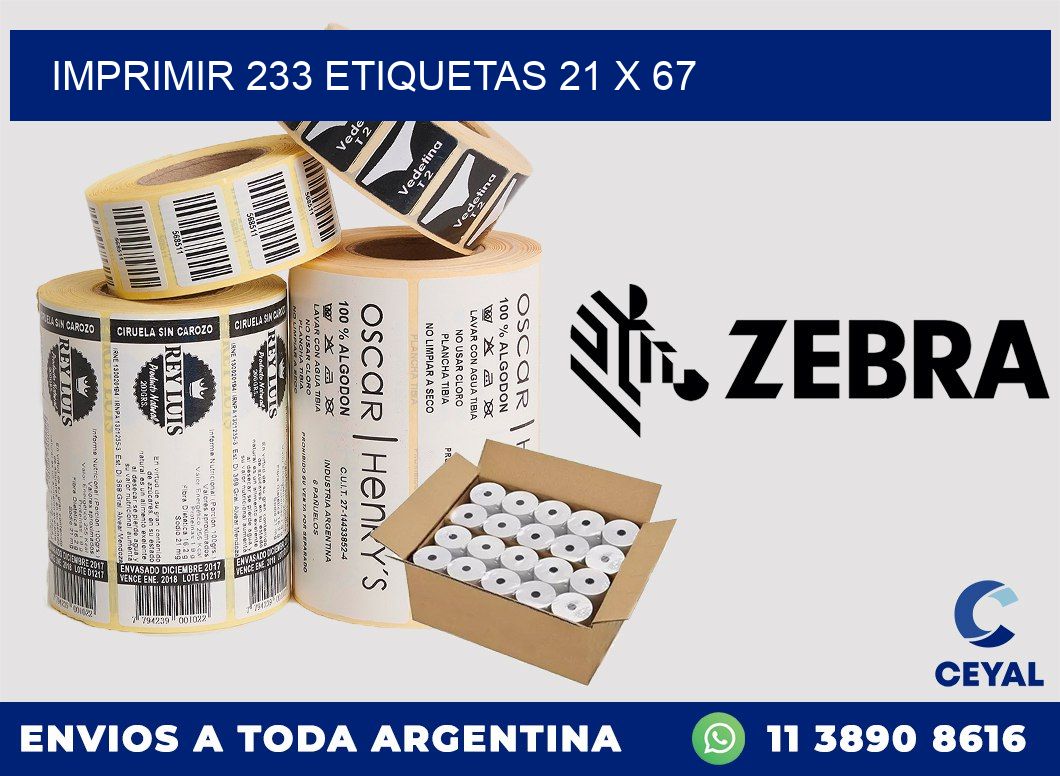 IMPRIMIR 233 ETIQUETAS 21 x 67