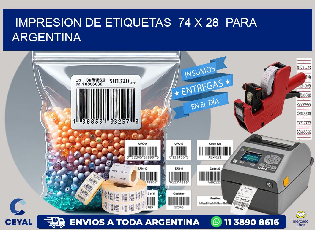 impresion de etiquetas  74 x 28  para argentina