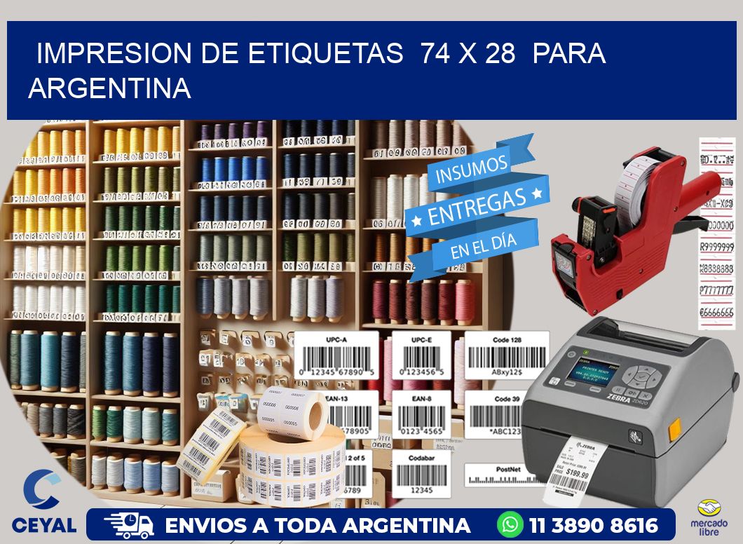 impresion de etiquetas  74 x 28  para argentina