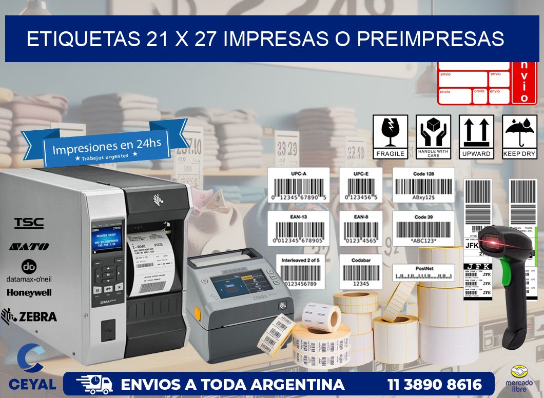 ETIQUETAS 21 x 27 IMPRESAS O PREIMPRESAS