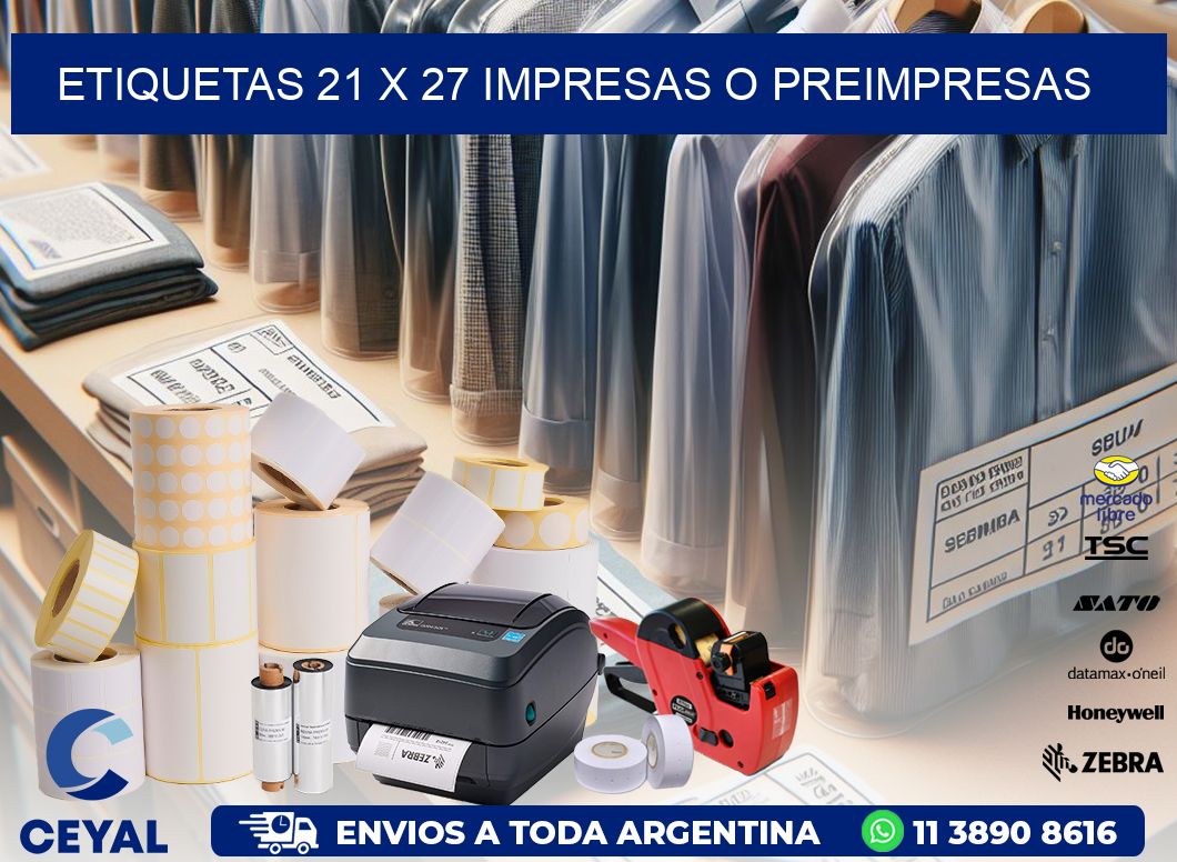 ETIQUETAS 21 x 27 IMPRESAS O PREIMPRESAS