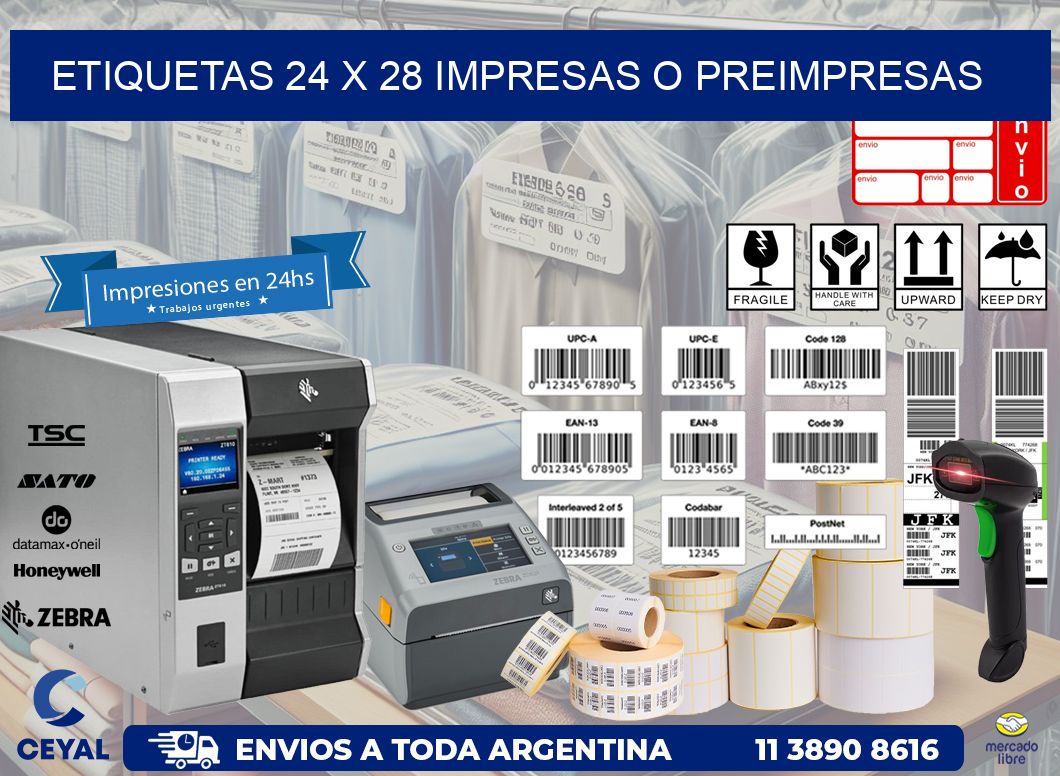 ETIQUETAS 24 x 28 IMPRESAS O PREIMPRESAS