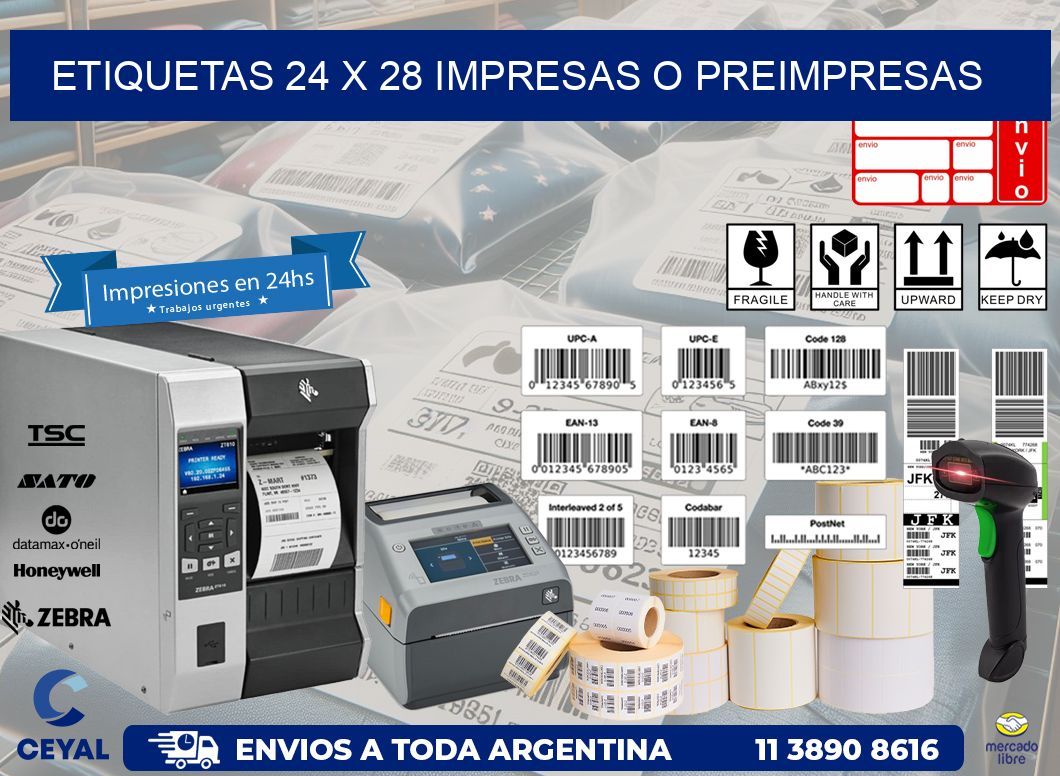 ETIQUETAS 24 x 28 IMPRESAS O PREIMPRESAS
