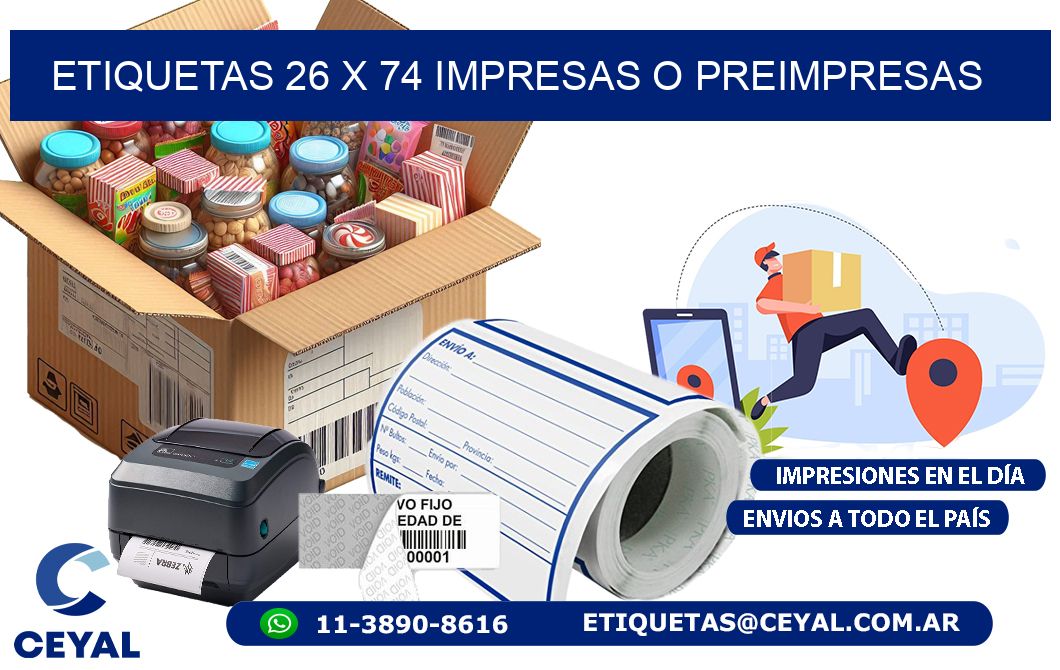 ETIQUETAS 26 x 74 IMPRESAS O PREIMPRESAS