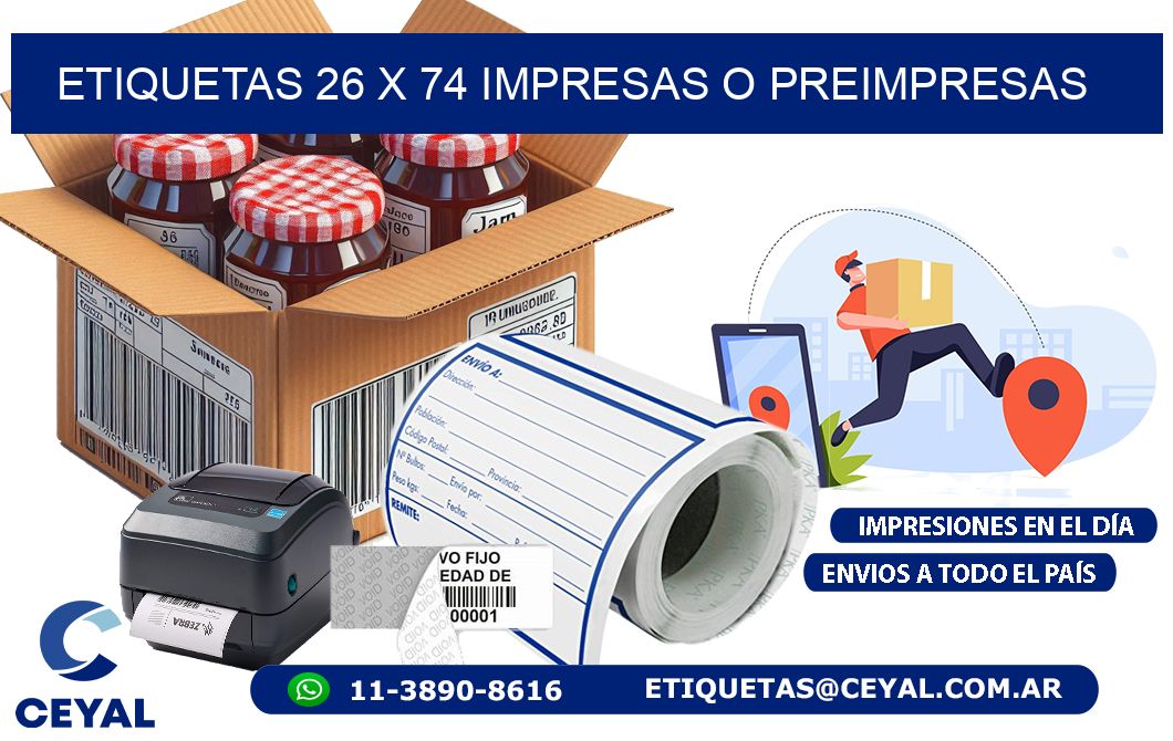 ETIQUETAS 26 x 74 IMPRESAS O PREIMPRESAS