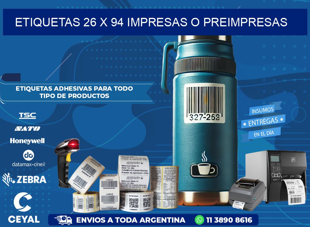 ETIQUETAS 26 x 94 IMPRESAS O PREIMPRESAS
