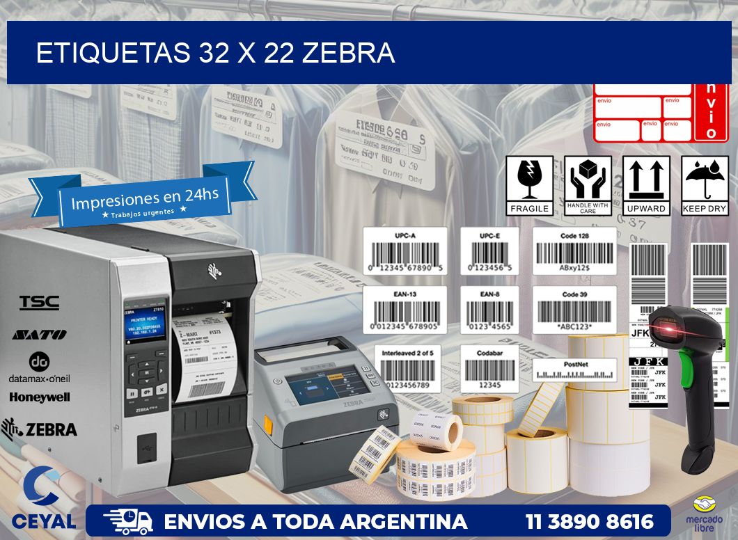 ETIQUETAS 32 x 22 ZEBRA