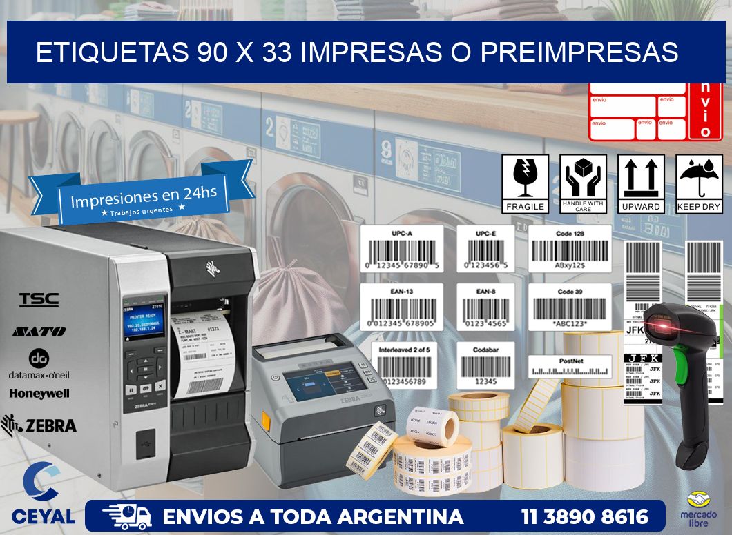 ETIQUETAS 90 x 33 IMPRESAS O PREIMPRESAS