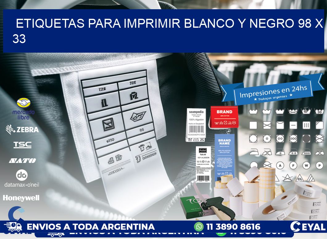 etiquetas para imprimir blanco y negro 98 x 33