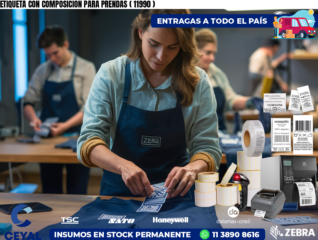 ETIQUETA CON COMPOSICION PARA PRENDAS ( 11990 )