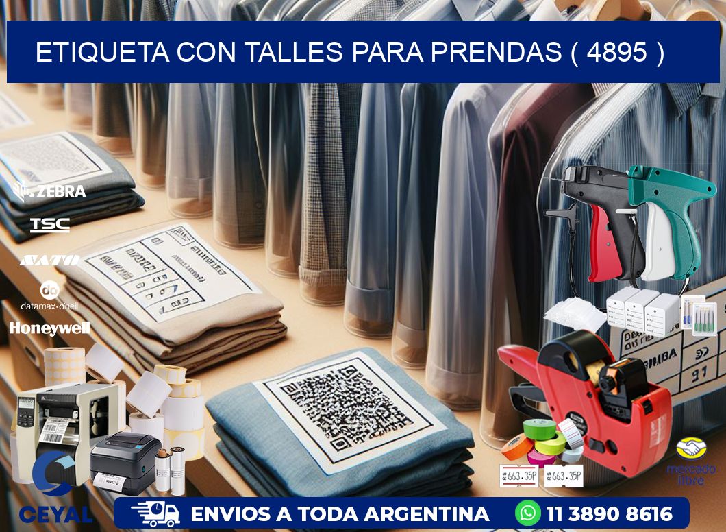 ETIQUETA CON TALLES PARA PRENDAS ( 4895 )