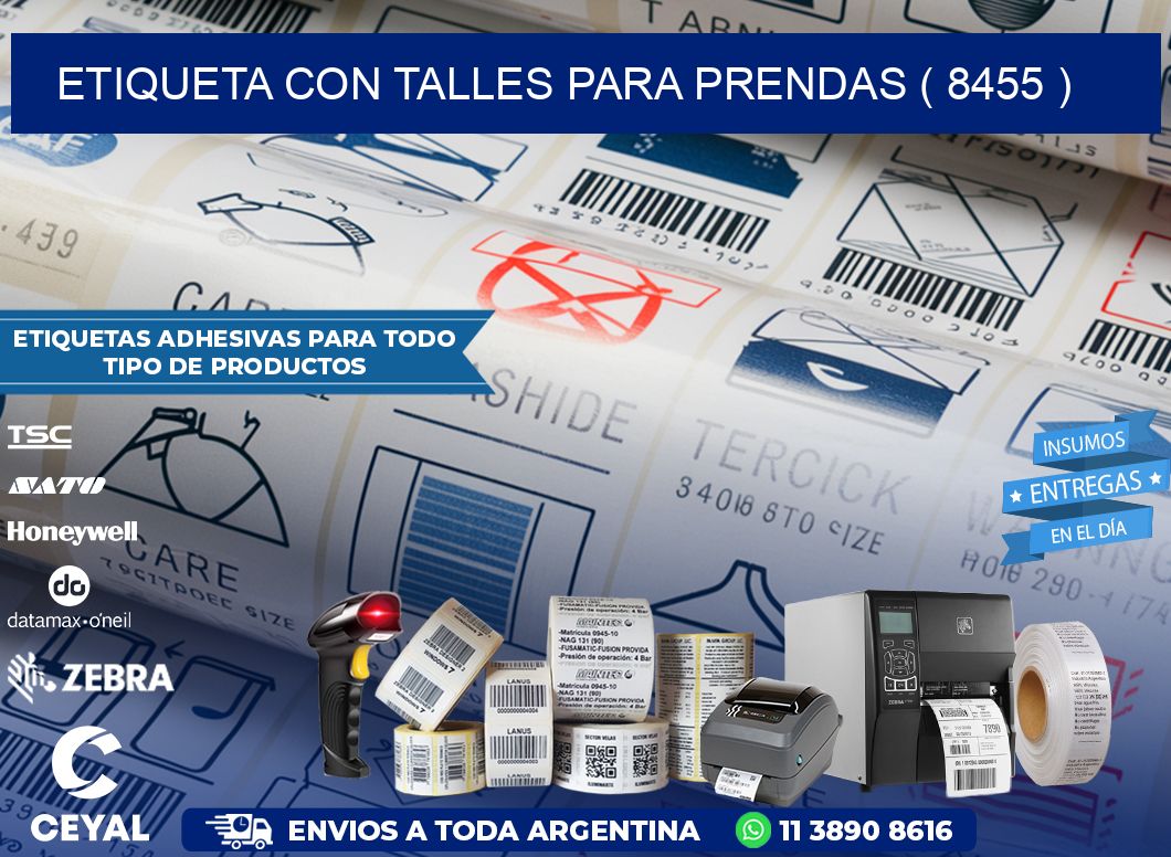 ETIQUETA CON TALLES PARA PRENDAS ( 8455 )