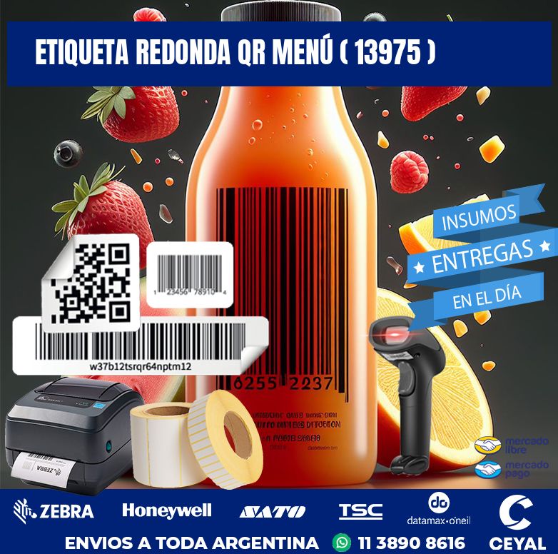 ETIQUETA REDONDA QR MENÚ ( 13975 )