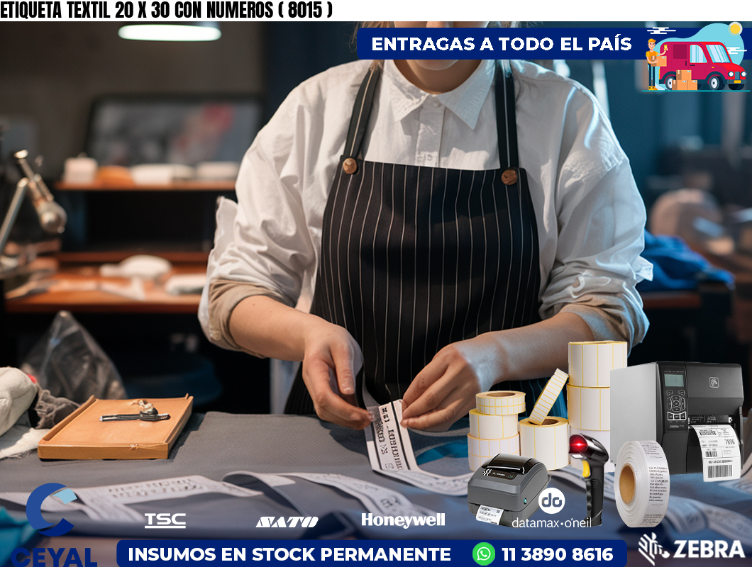 ETIQUETA TEXTIL 20 X 30 CON NUMEROS ( 8015 )