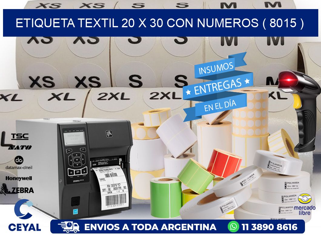 ETIQUETA TEXTIL 20 X 30 CON NUMEROS ( 8015 )