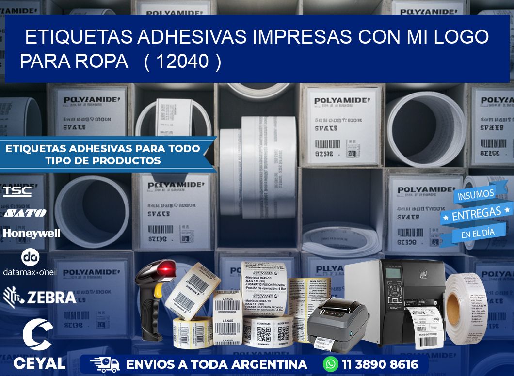 ETIQUETAS ADHESIVAS IMPRESAS CON MI LOGO PARA ROPA   ( 12040 )