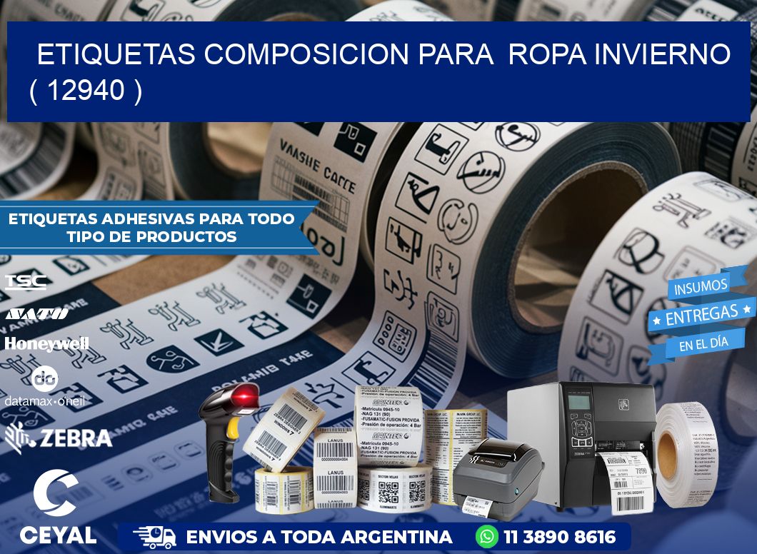 ETIQUETAS COMPOSICION PARA  ROPA INVIERNO   ( 12940 )
