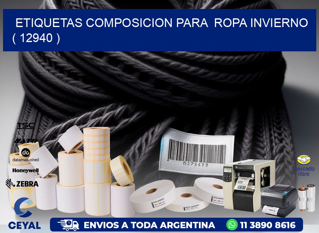 ETIQUETAS COMPOSICION PARA  ROPA INVIERNO   ( 12940 )