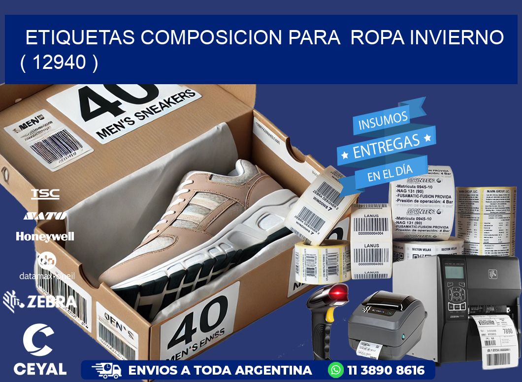 ETIQUETAS COMPOSICION PARA  ROPA INVIERNO   ( 12940 )