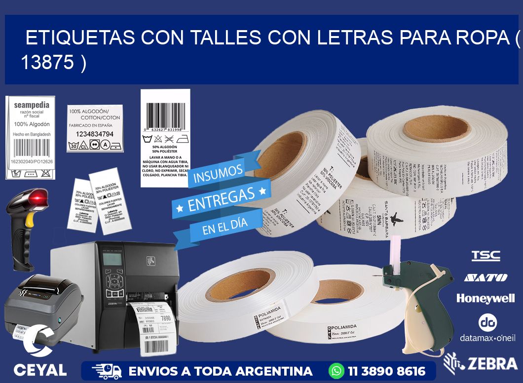 ETIQUETAS CON TALLES CON LETRAS PARA ROPA ( 13875 )