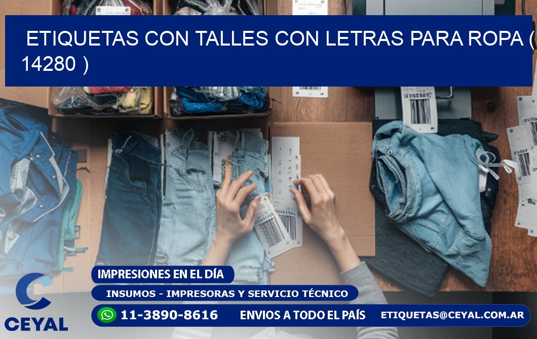 ETIQUETAS CON TALLES CON LETRAS PARA ROPA ( 14280 )