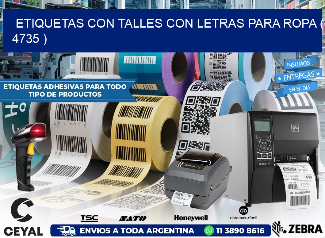 ETIQUETAS CON TALLES CON LETRAS PARA ROPA ( 4735 )