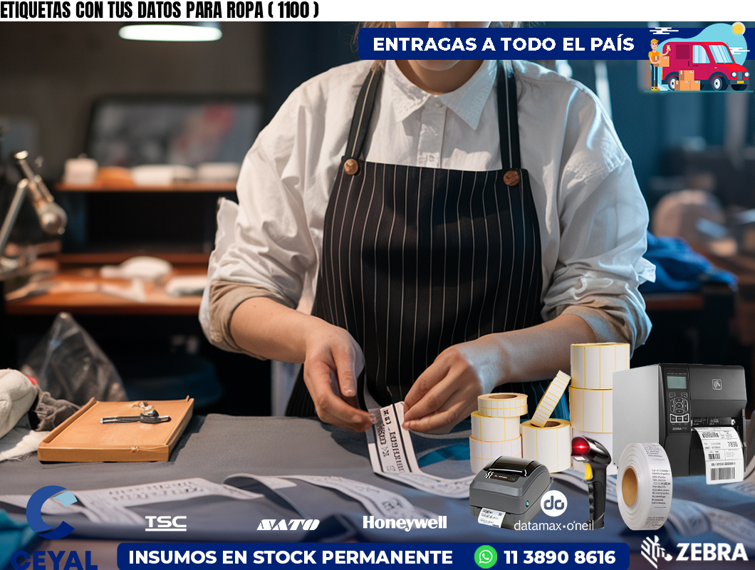 ETIQUETAS CON TUS DATOS PARA ROPA ( 1100 )