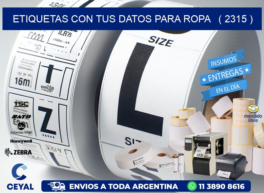 ETIQUETAS CON TUS DATOS PARA ROPA   ( 2315 )