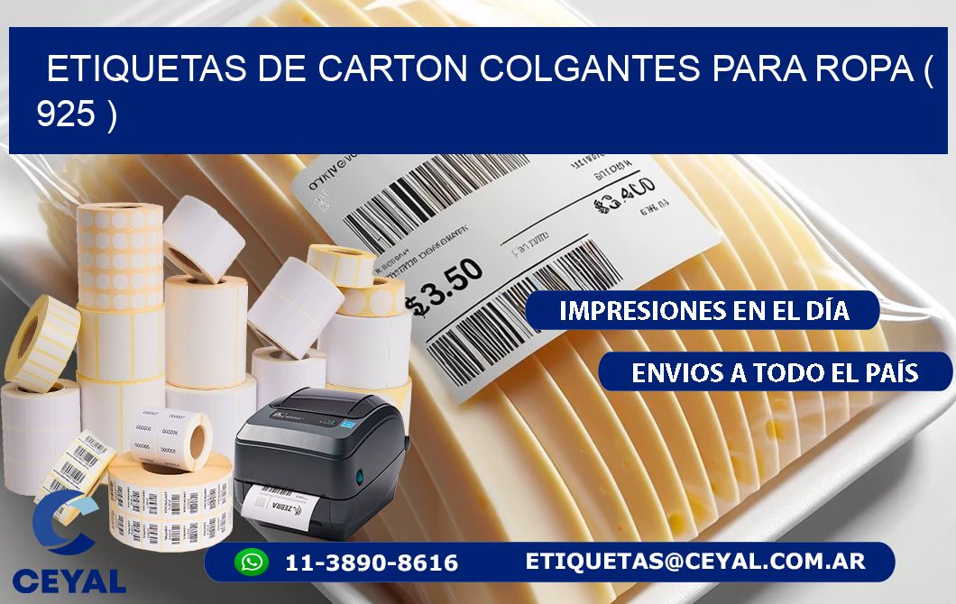 ETIQUETAS DE CARTON COLGANTES PARA ROPA ( 925 )