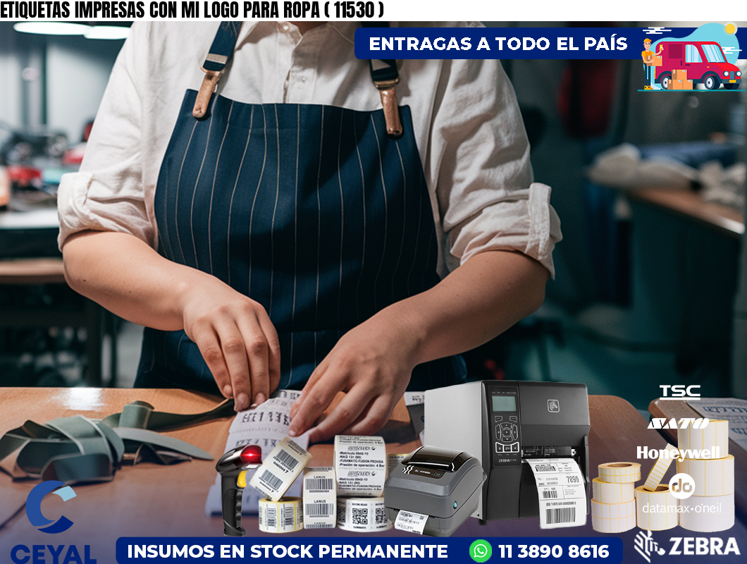 ETIQUETAS IMPRESAS CON MI LOGO PARA ROPA ( 11530 )