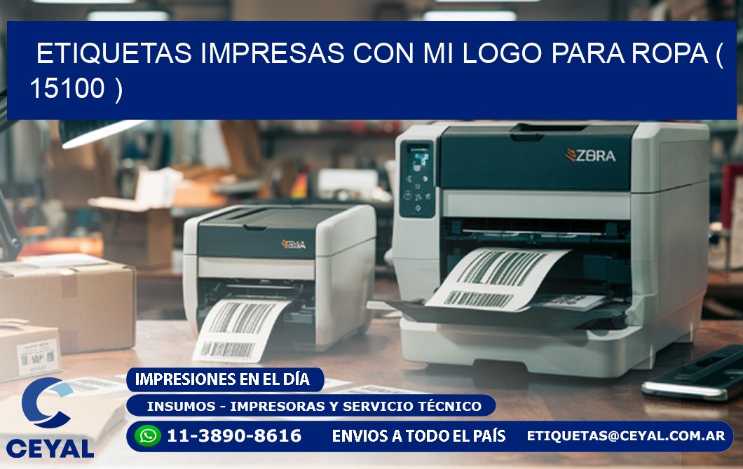 ETIQUETAS IMPRESAS CON MI LOGO PARA ROPA ( 15100 )
