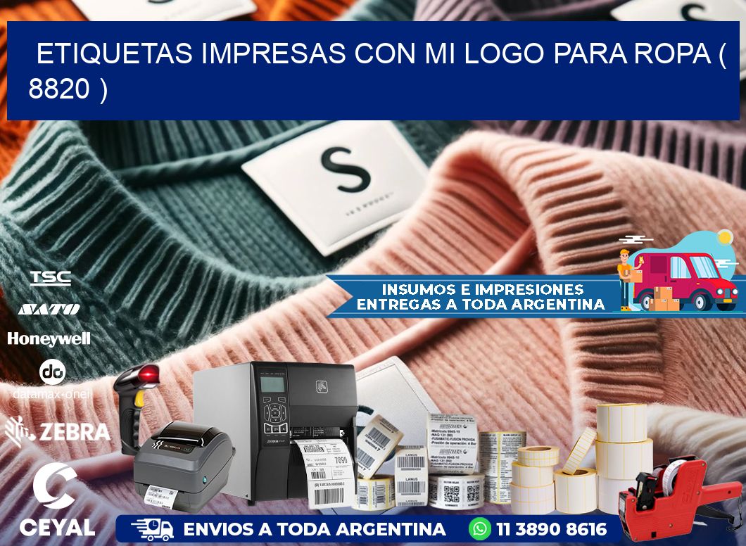 ETIQUETAS IMPRESAS CON MI LOGO PARA ROPA ( 8820 )