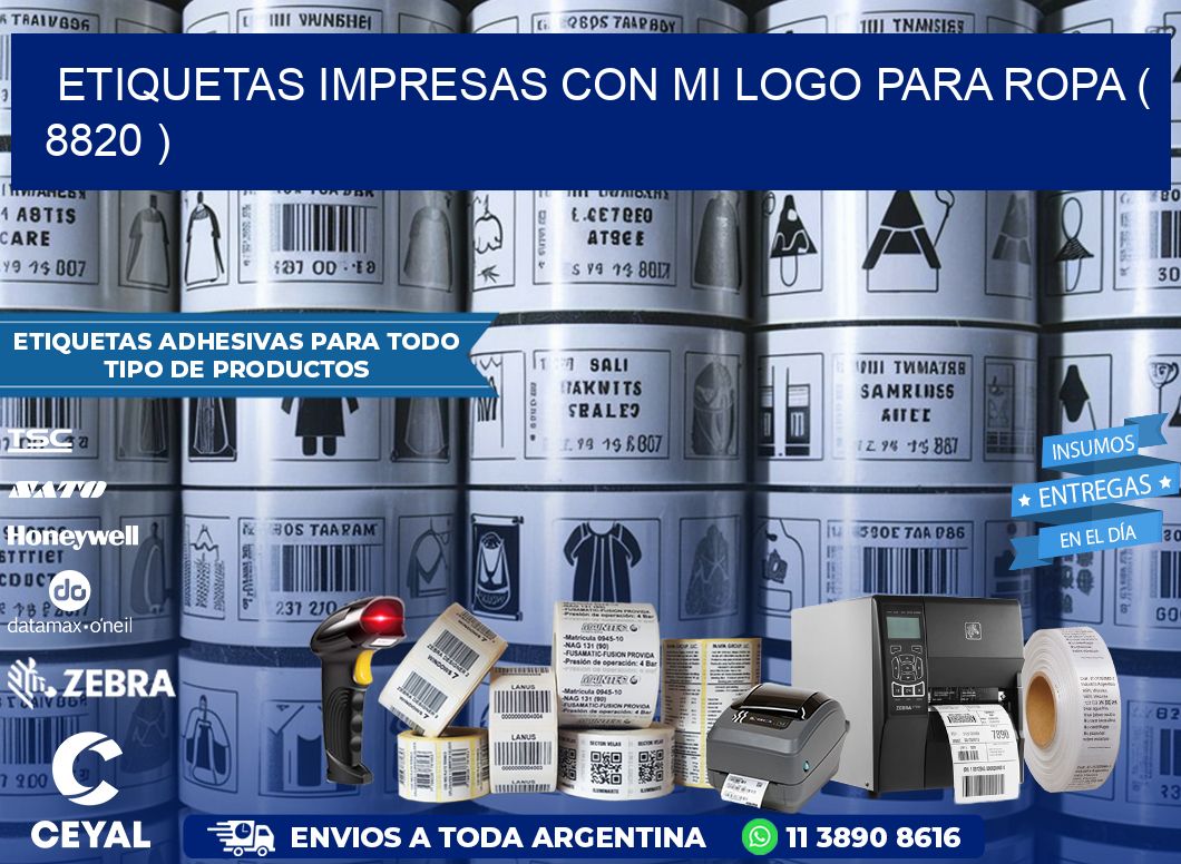 ETIQUETAS IMPRESAS CON MI LOGO PARA ROPA ( 8820 )