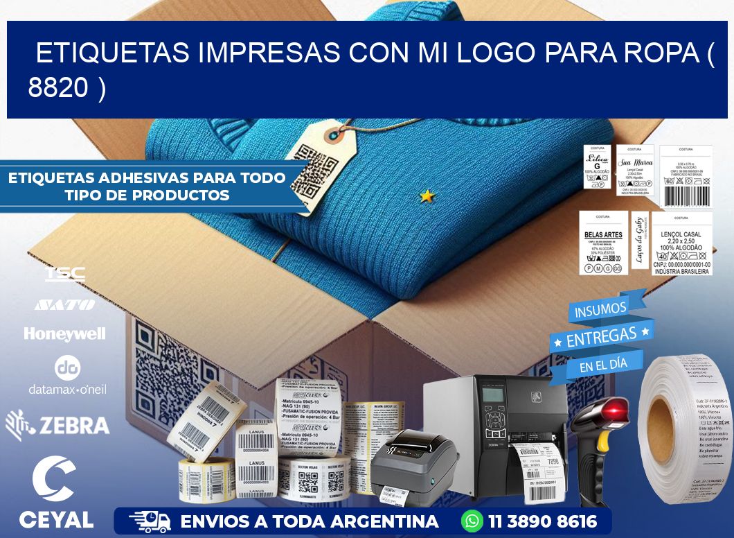 ETIQUETAS IMPRESAS CON MI LOGO PARA ROPA ( 8820 )