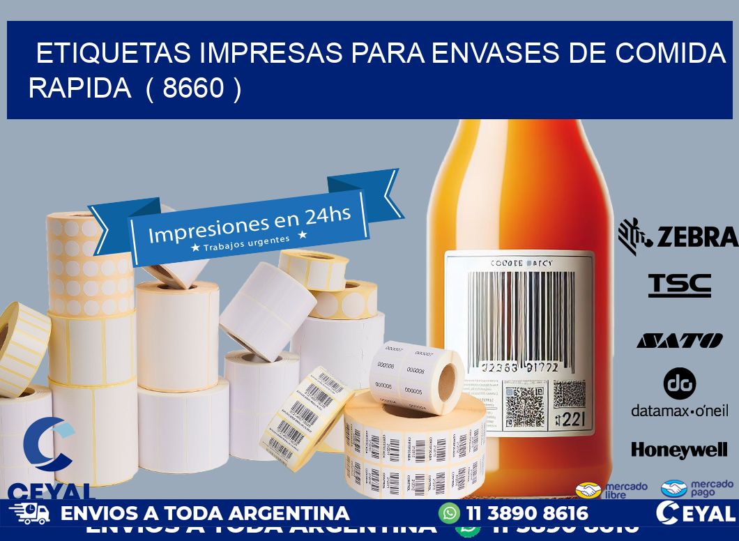 ETIQUETAS IMPRESAS PARA ENVASES DE COMIDA RAPIDA  ( 8660 )