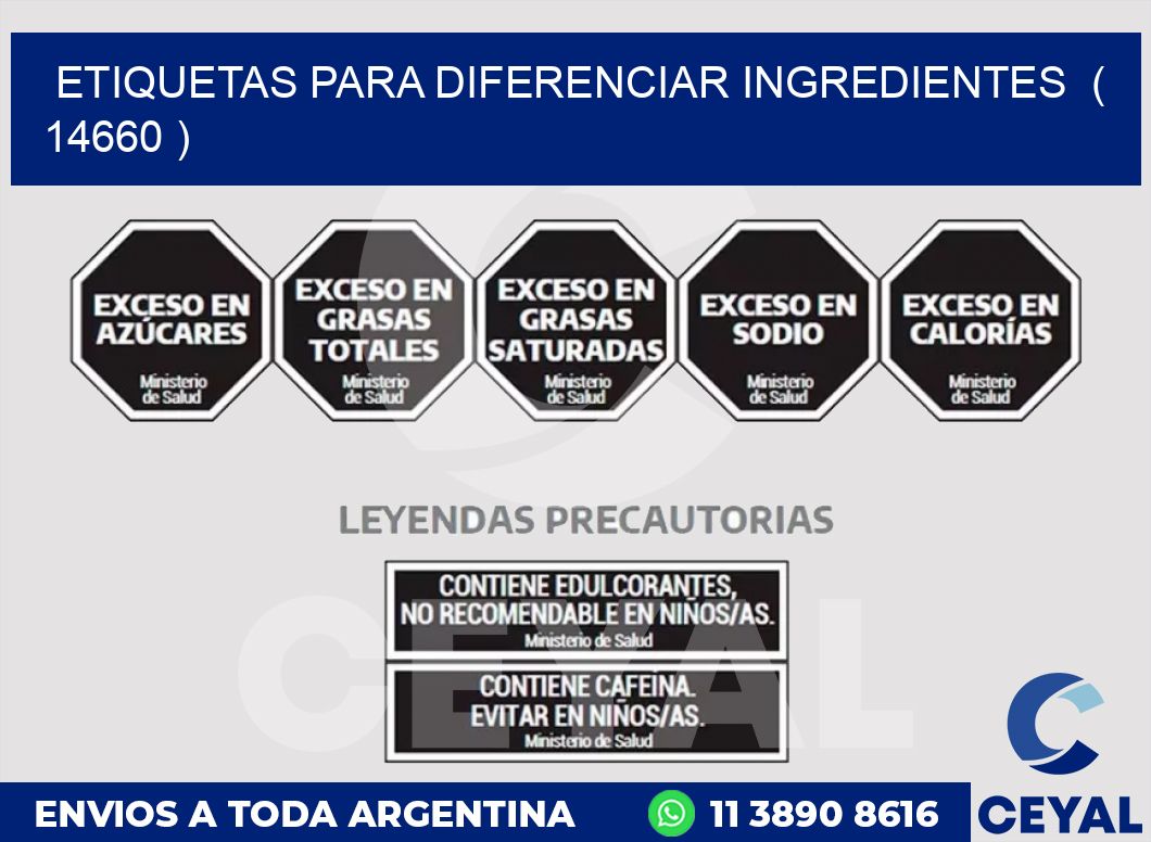 ETIQUETAS PARA DIFERENCIAR INGREDIENTES  ( 14660 )