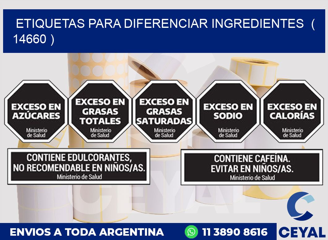 ETIQUETAS PARA DIFERENCIAR INGREDIENTES  ( 14660 )