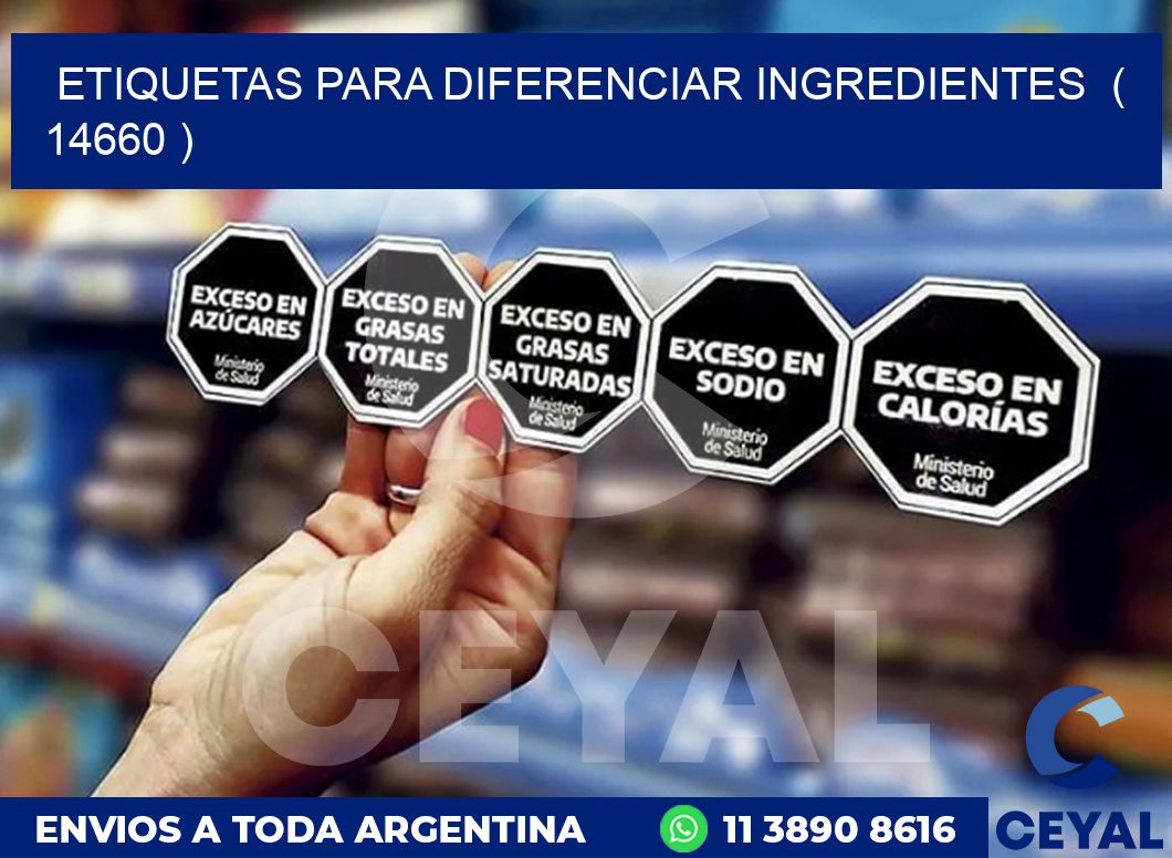 ETIQUETAS PARA DIFERENCIAR INGREDIENTES  ( 14660 )
