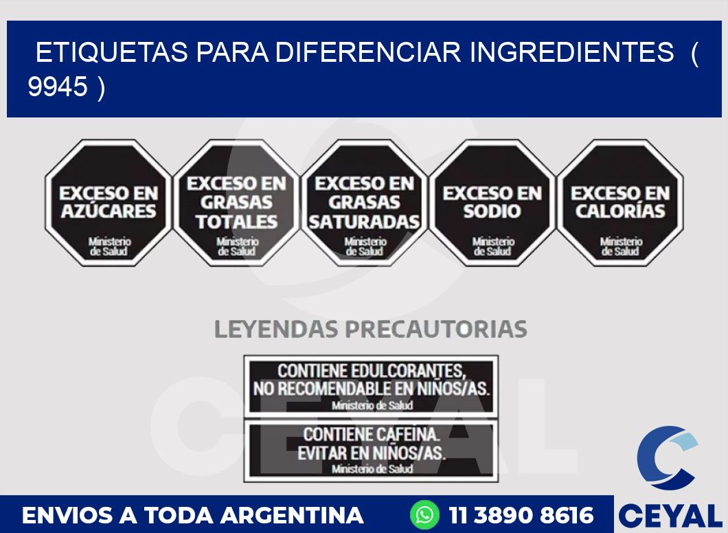 ETIQUETAS PARA DIFERENCIAR INGREDIENTES  ( 9945 )