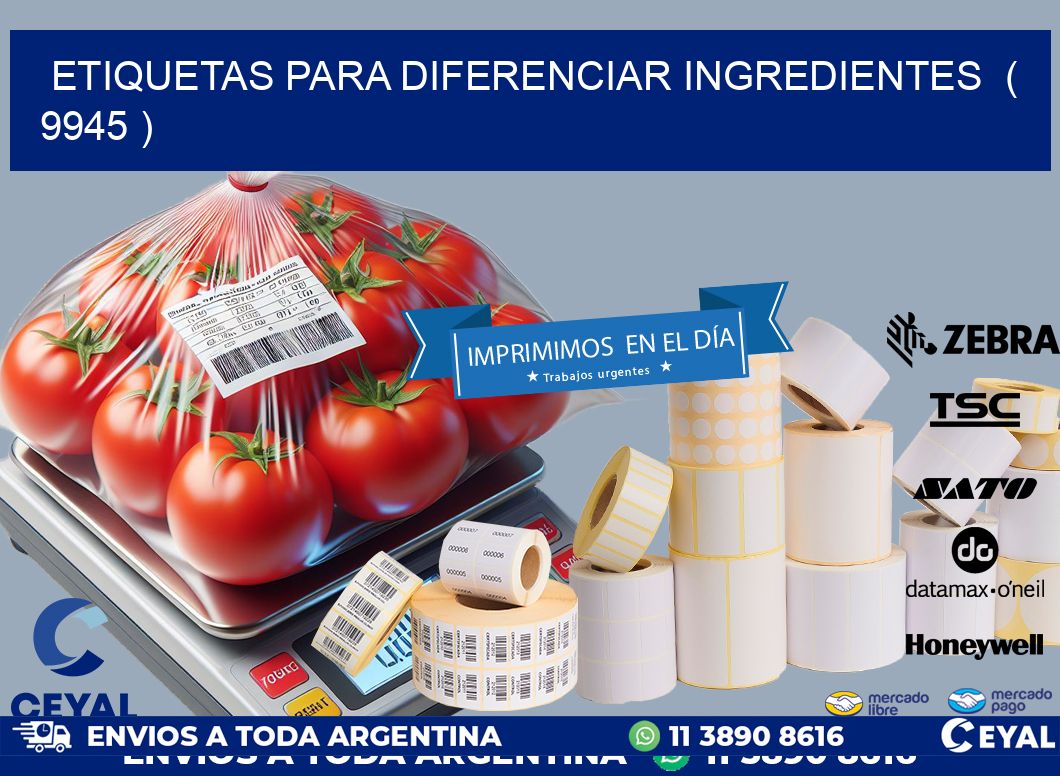 ETIQUETAS PARA DIFERENCIAR INGREDIENTES  ( 9945 )