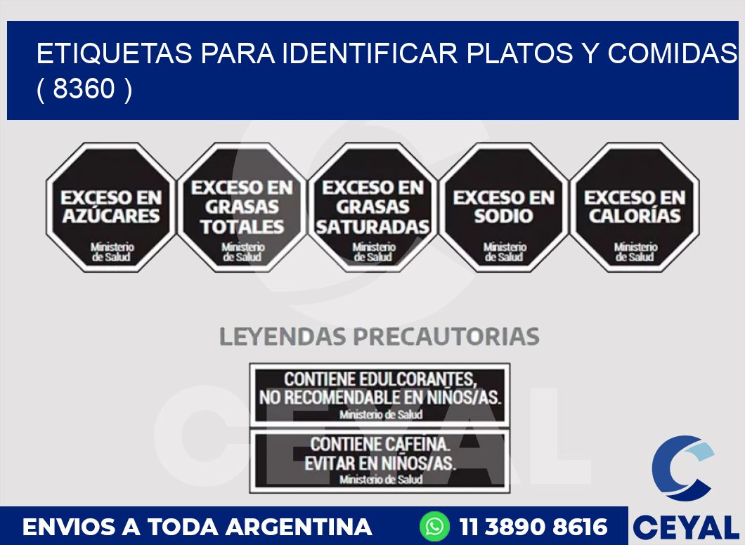 ETIQUETAS PARA IDENTIFICAR PLATOS Y COMIDAS  ( 8360 )