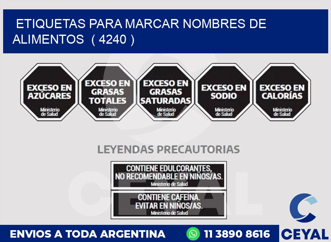 ETIQUETAS PARA MARCAR NOMBRES DE ALIMENTOS  ( 4240 )