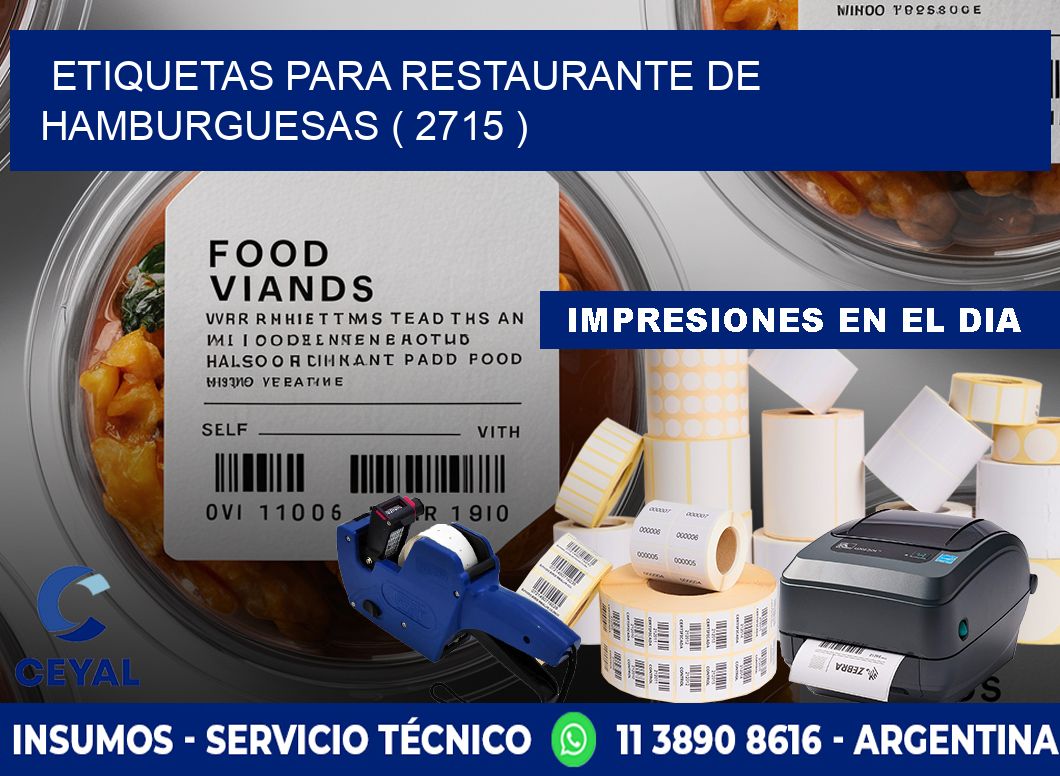 ETIQUETAS PARA RESTAURANTE DE HAMBURGUESAS ( 2715 )