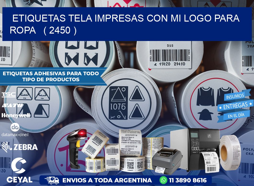 ETIQUETAS TELA IMPRESAS CON MI LOGO PARA ROPA   ( 2450 )