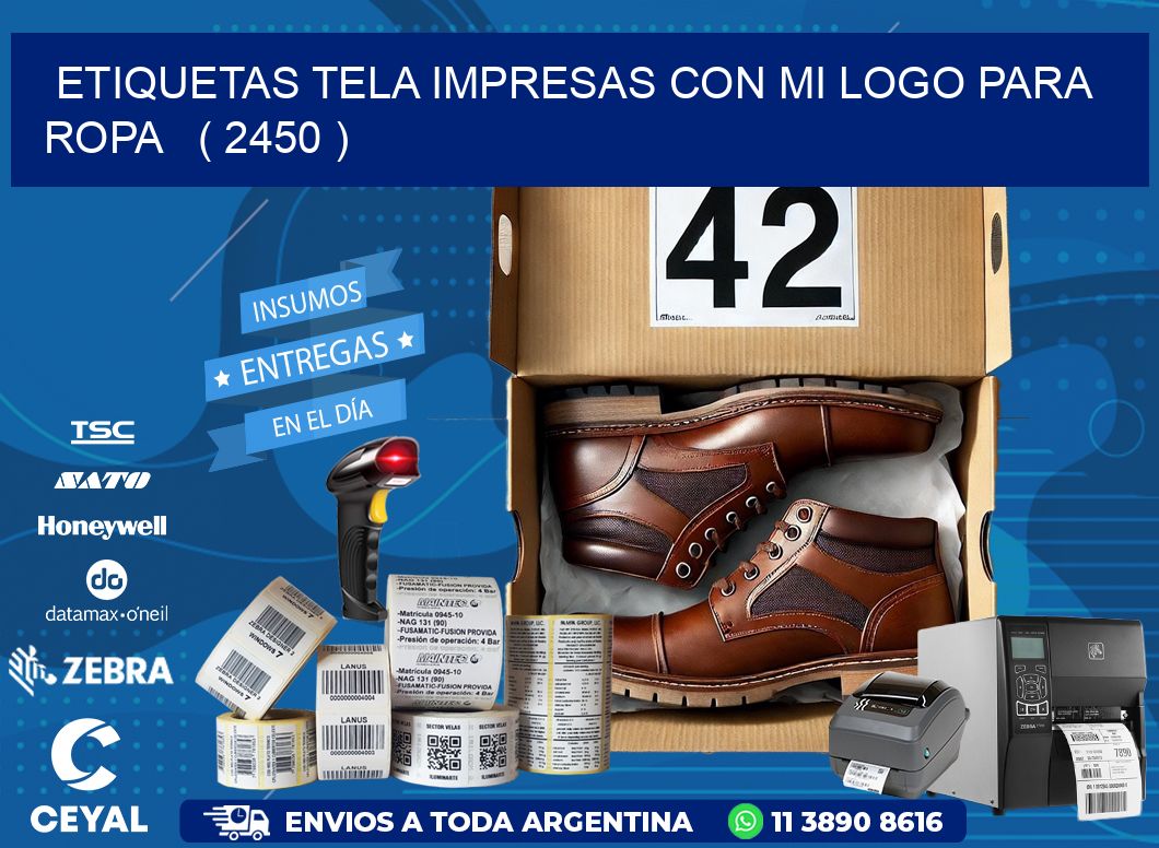 ETIQUETAS TELA IMPRESAS CON MI LOGO PARA ROPA   ( 2450 )