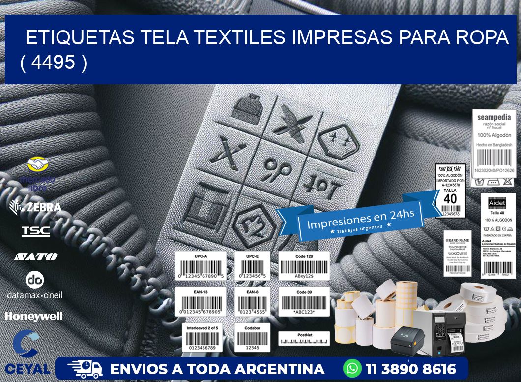 ETIQUETAS TELA TEXTILES IMPRESAS PARA ROPA   ( 4495 )