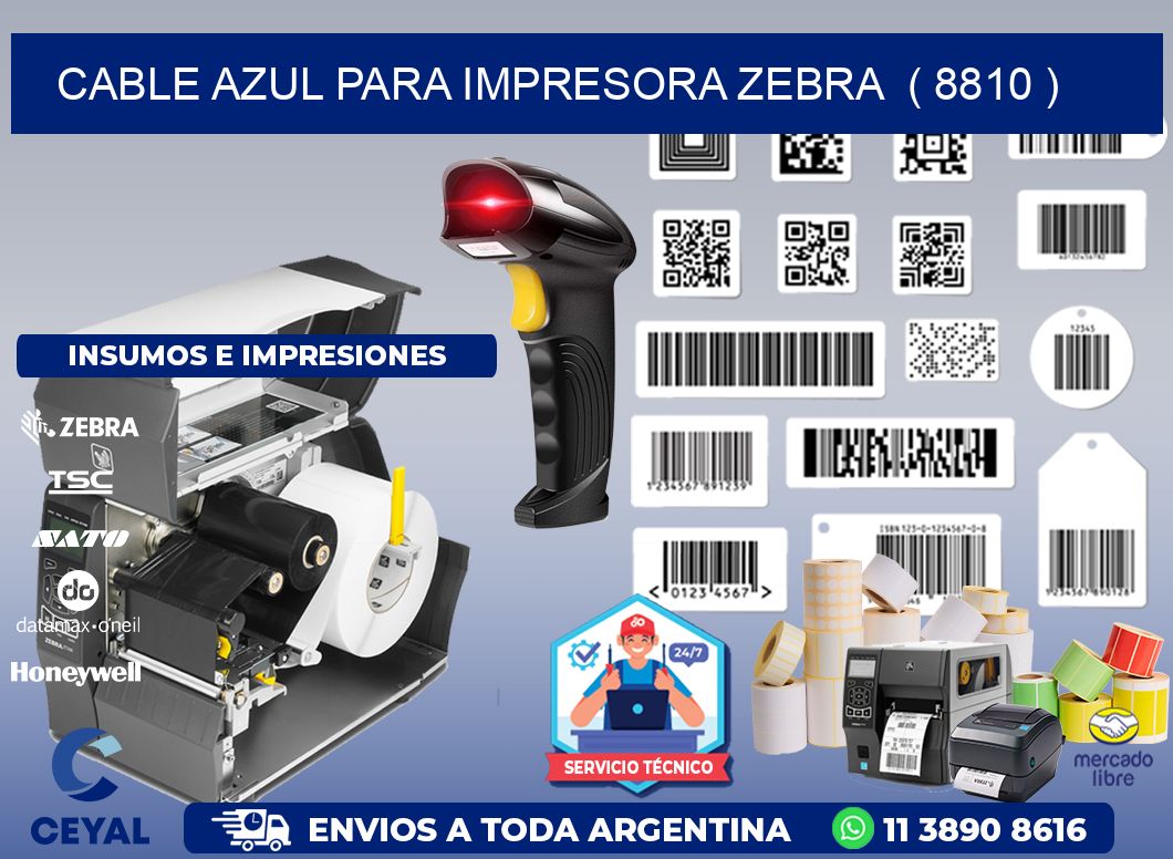 cable azul para impresora zebra  ( 8810 )