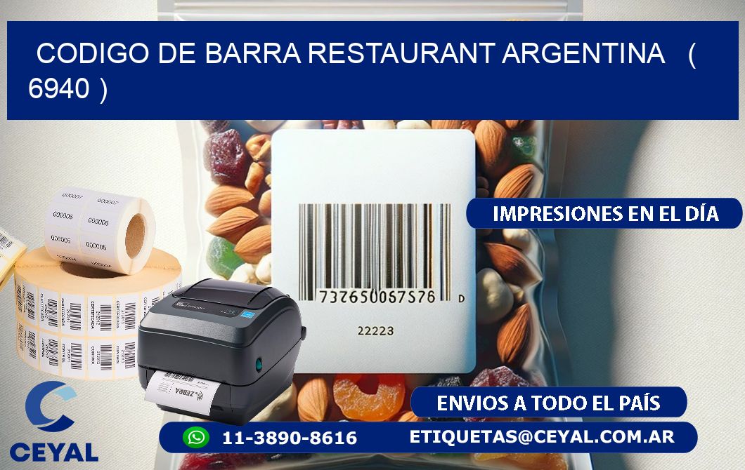 CODIGO DE BARRA RESTAURANT ARGENTINA   ( 6940 )