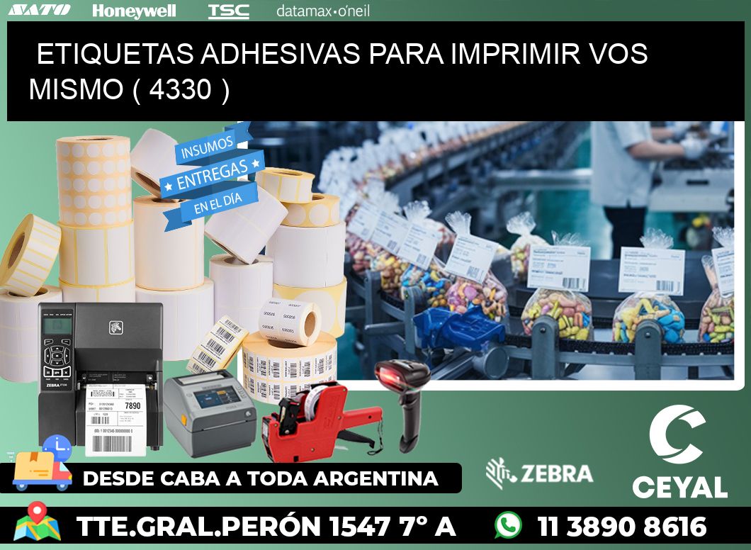 ETIQUETAS ADHESIVAS PARA IMPRIMIR VOS MISMO ( 4330 )